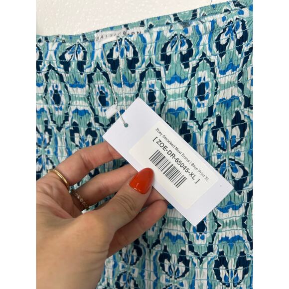 Baltic Born NWT Zoey Smocked Maxi Dress Blue Sz XL - Picture 6 of 8